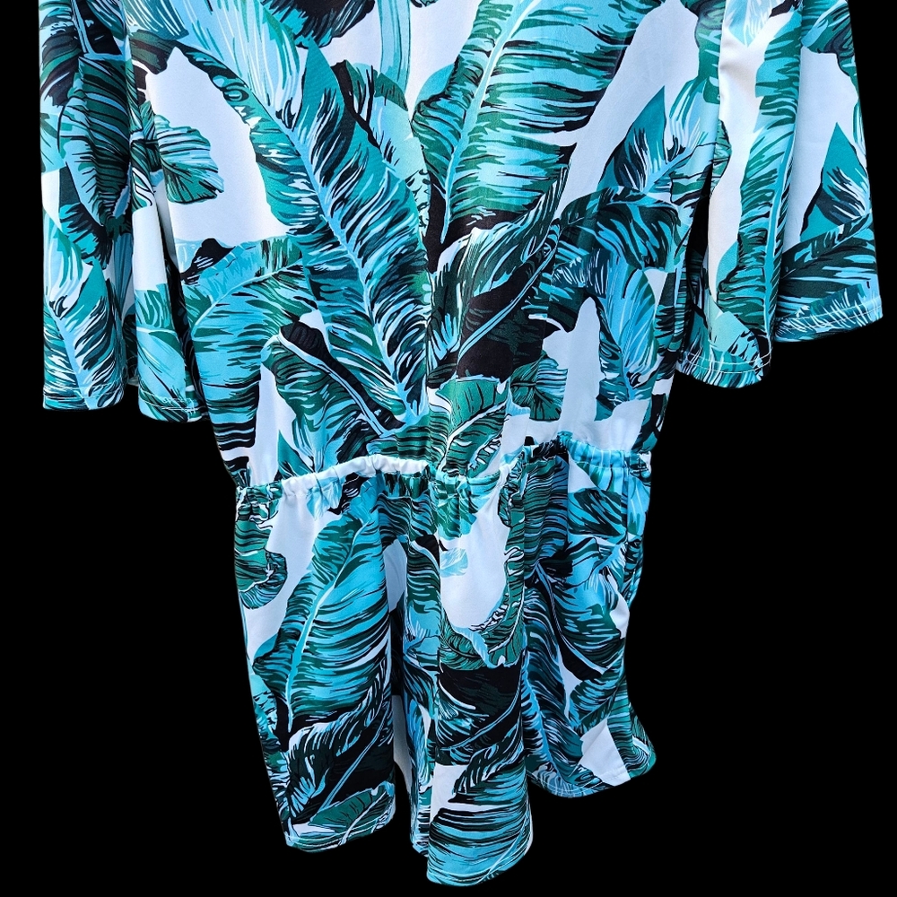 Tropical Leaf Print Kimono Size L - Picture 12 of 15